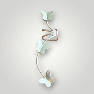 925 Sterling Silver Butterfly Ear Cuff Climber Crawler Single Earring NV